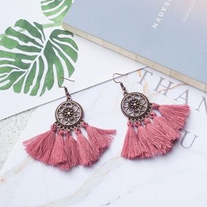 Mauve Pink tassel earrings